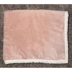 Chick Pea Baby Blanket Pink Sherpa Cream Edge Ribbed Trim Girl Lovey 30" X 36"
